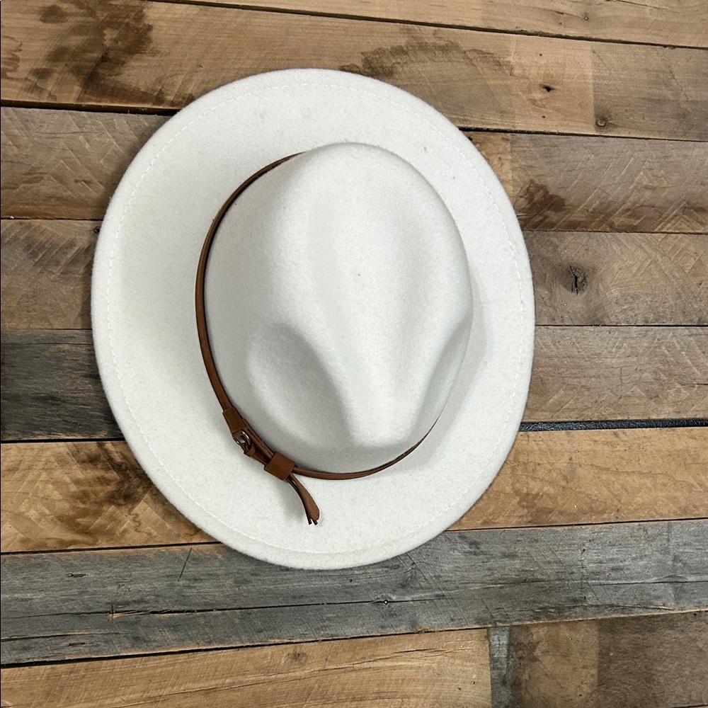 White Hat with Brown Band